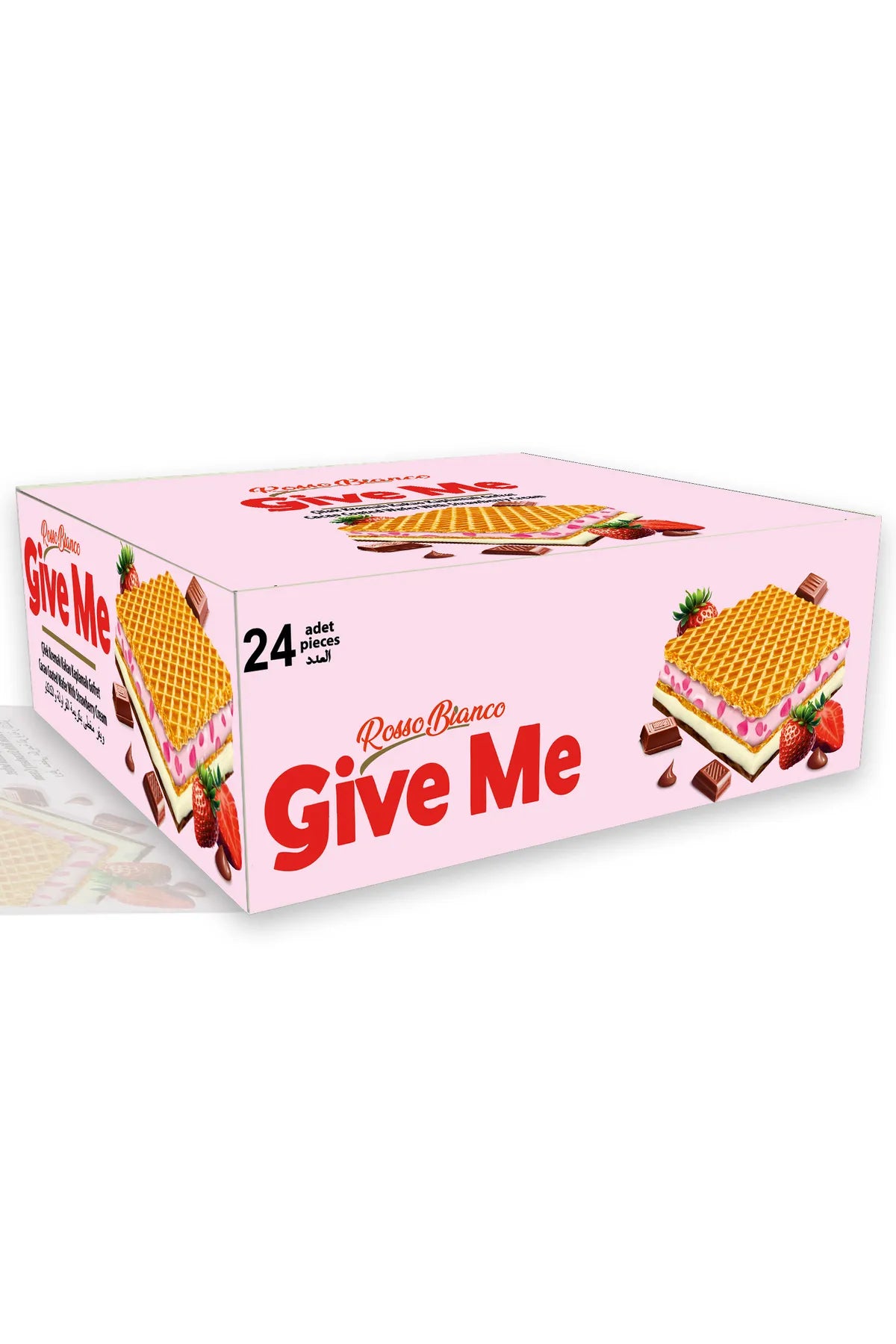ROSSO BIANCO GIVE ME SQUARE WAFER STRAWBERRY CREAM | Wafelek z kremem truskawkowym i mlecznym 30 g