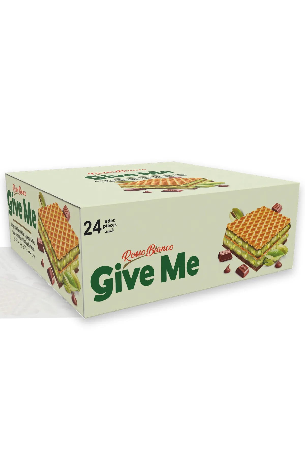 ROSSO BIANCO GIVE ME SQUARE WAFER PISTACHIO CREAM | Wafelek z kremem pistacjowym i polewą czekoladową 30 g
