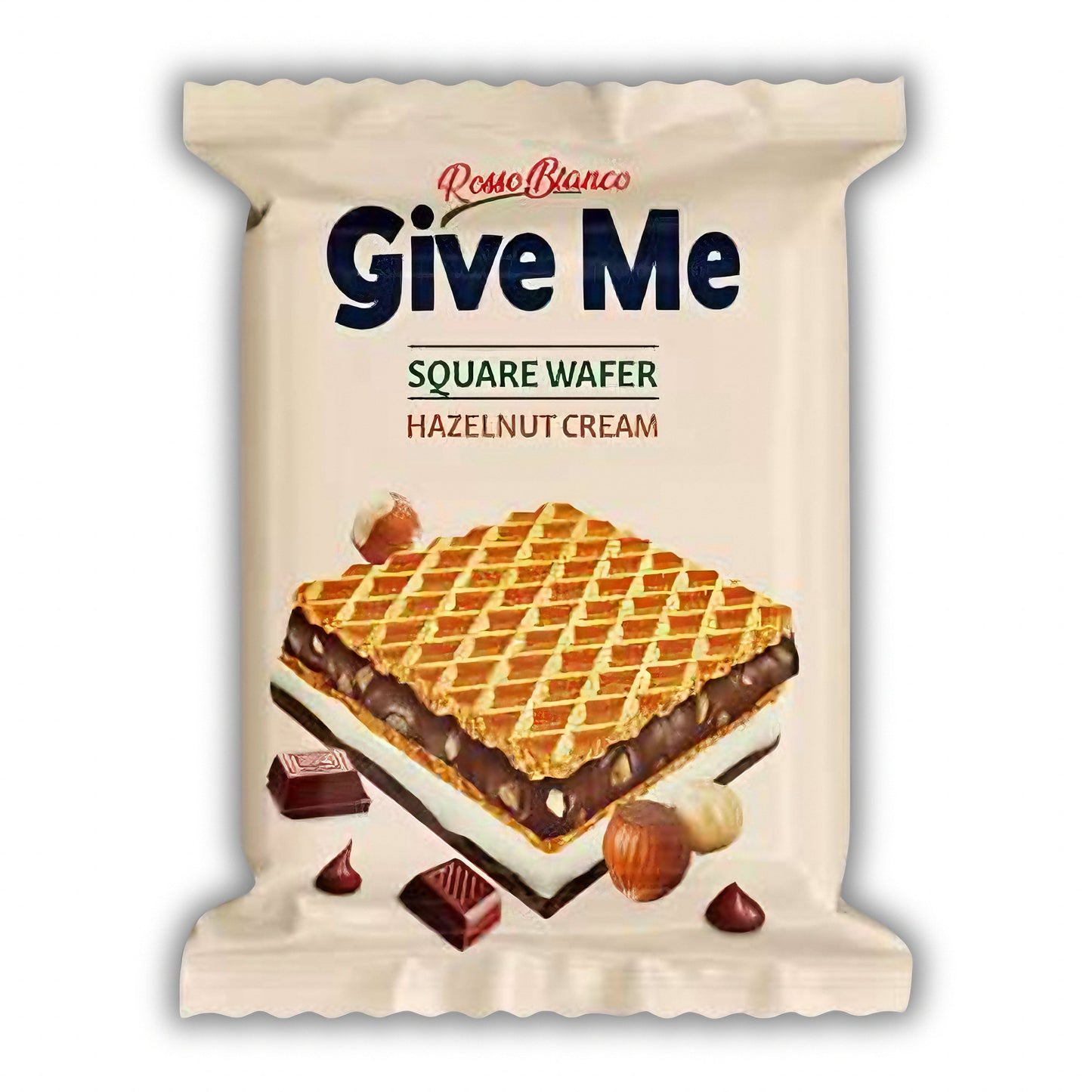 ROSSO BIANCO GIVE ME SQUARE WAFER HAZELNUT CREAM | Wafelek z kremem z orzechów laskowych 30 g