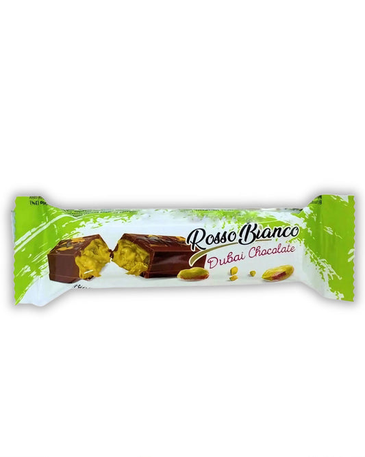 ROSSO BIANCO DUBAI CHOCOLATE | Baton z kremem pistacjowym i kawałkami pistacji 35g