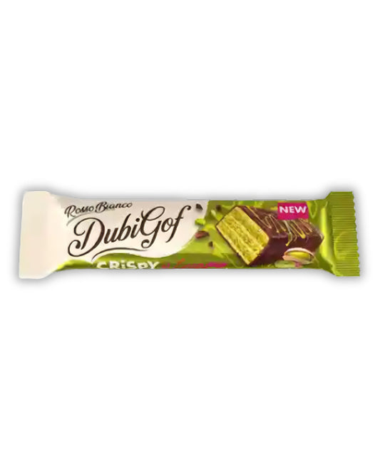 ROSSO BIANCO DUBI GOF |  Wafelek z kremem pistacjowym i mleczną czekoladą 40 g