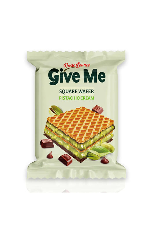 ROSSO BIANCO GIVE ME SQUARE WAFER PISTACHIO CREAM | Wafelek z kremem pistacjowym i polewą czekoladową 30 g
