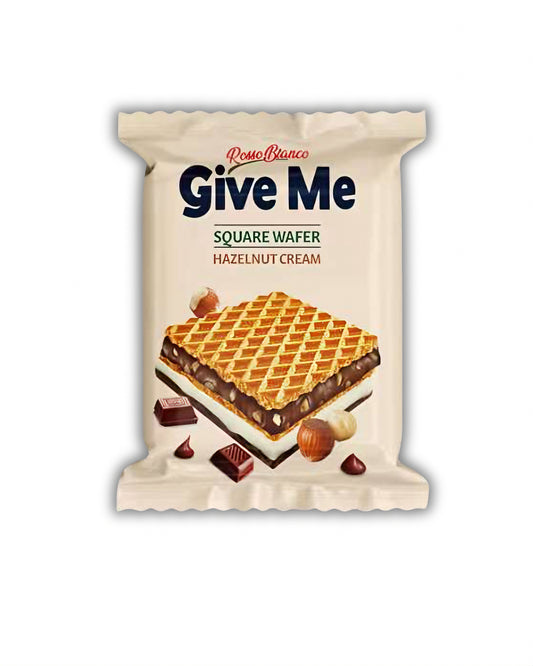 ROSSO BIANCO GIVE ME SQUARE WAFER HAZELNUT CREAM | Wafelek z kremem  z orzechów laskowych 30 g