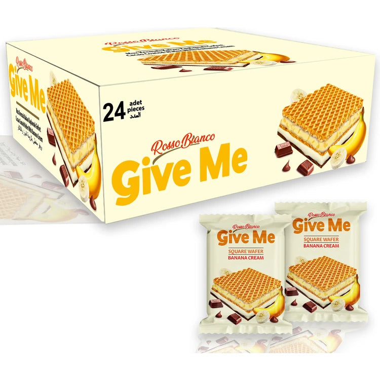 ROSSO BIANCO GIVE ME SQUARE WAFER BANANA CREAM | Wafelek z kremem bananowym i mlecznym 30 g