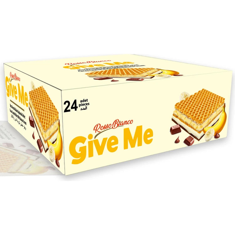 ROSSO BIANCO GIVE ME SQUARE WAFER BANANA CREAM | Wafelek z kremem bananowym i mlecznym 30 g
