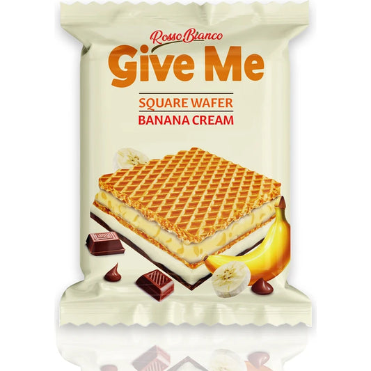 ROSSO BIANCO GIVE ME SQUARE WAFER BANANA CREAM | Wafelek z kremem bananowym i mlecznym 30 g