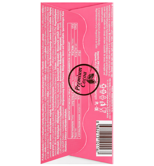 BEYOGLU ANGEL HAIR RASPBERRY WHITE CHOCOLATE | Biała czekolada o smaku malinowym z turecką watą cukrową i kremem pistacjowym 80g