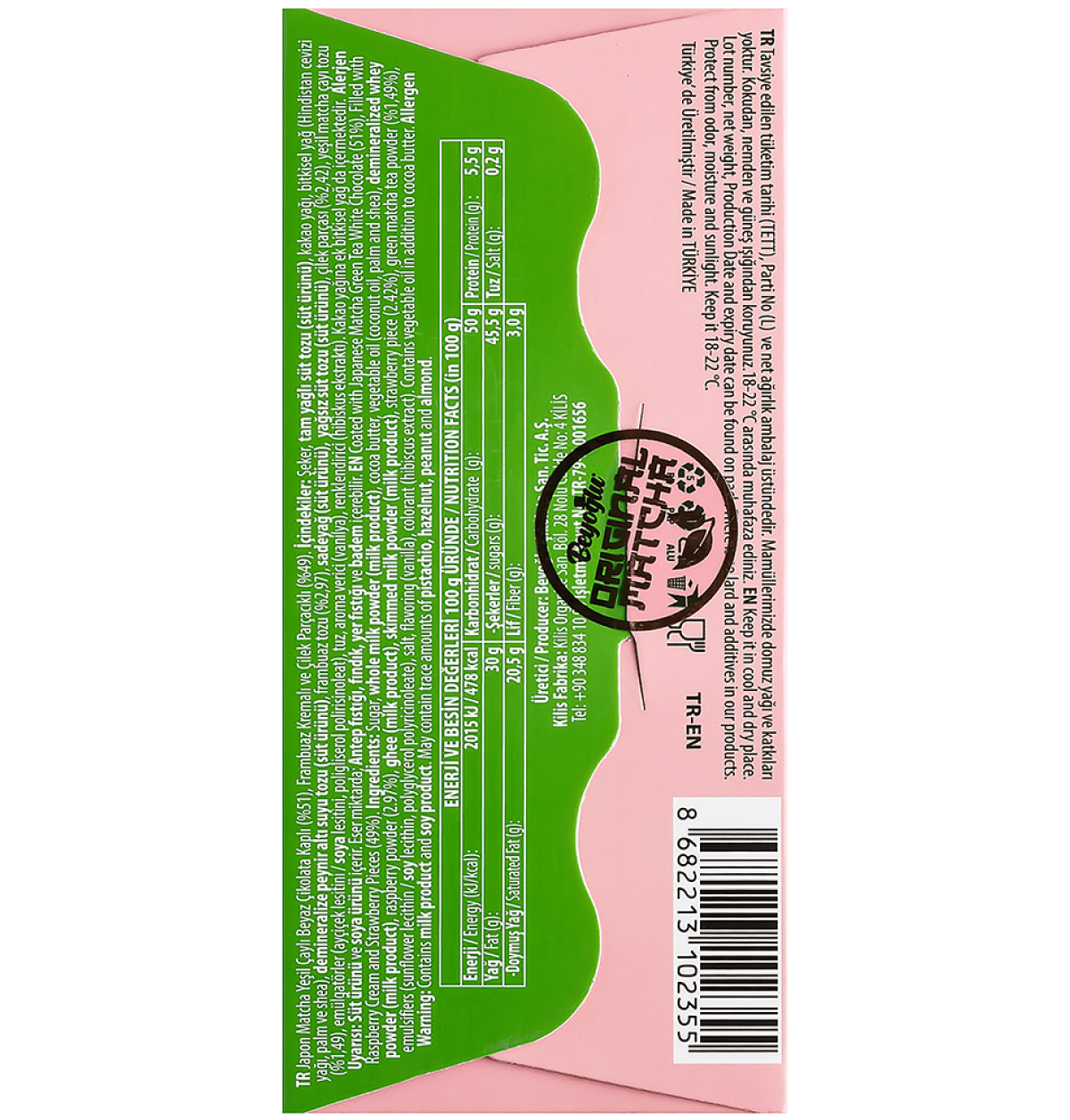 Beyoğlu Matchiko Matcha Chocolate Strawberry – czekolada z kremem truskawkowym i matchą